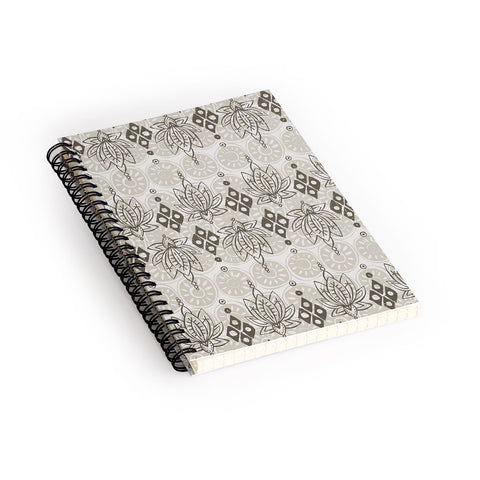 Sharon Turner lotus block linen Spiral Notebook