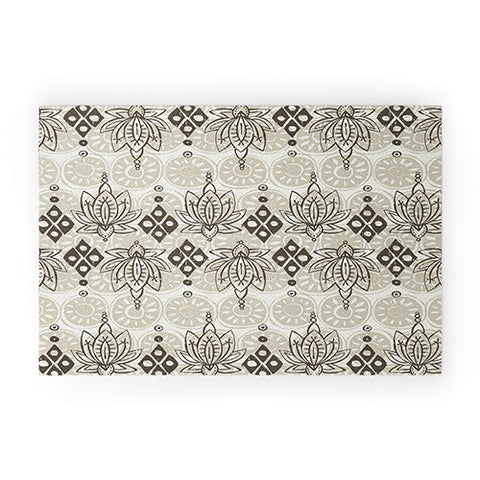 Sharon Turner lotus block linen Welcome Mat