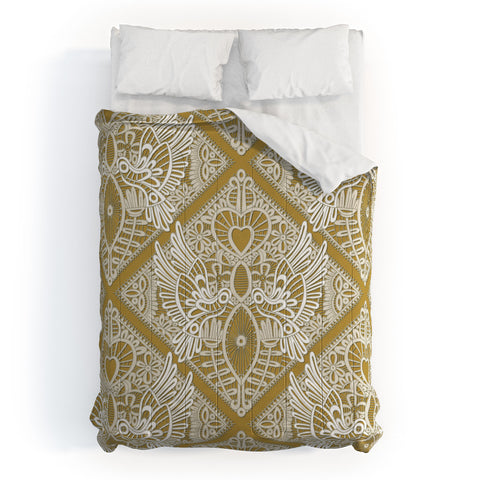 Sharon Turner love bird lace gold Comforter