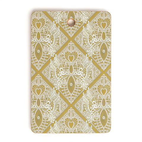 Sharon Turner love bird lace gold Cutting Board Rectangle