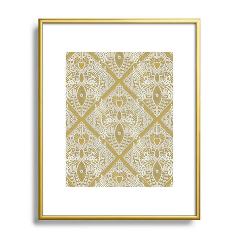 Sharon Turner love bird lace gold Metal Framed Art Print