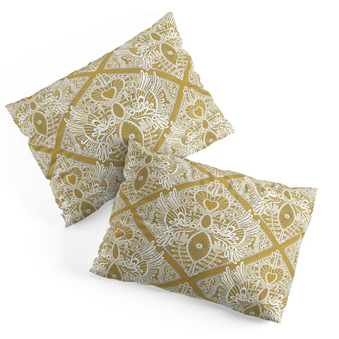 Sharon Turner love bird lace gold Pillow Shams