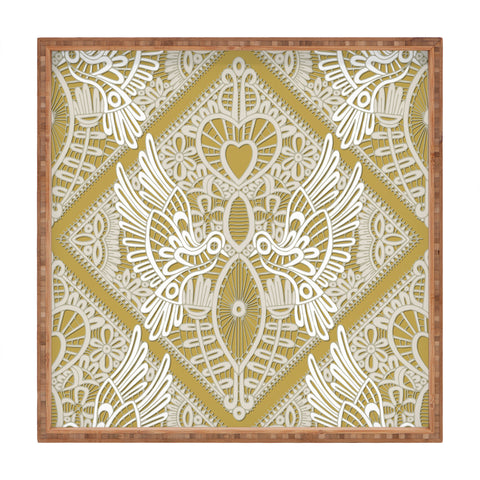 Sharon Turner love bird lace gold Square Tray