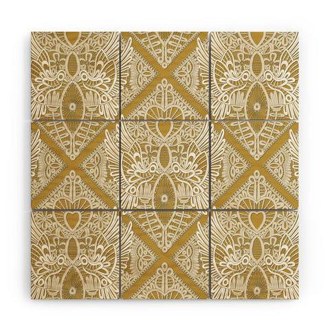 Sharon Turner love bird lace gold Wood Wall Mural