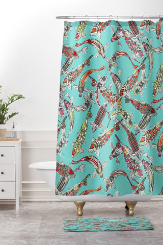 Sharon Turner Lucky Koi Shower Curtain And Mat