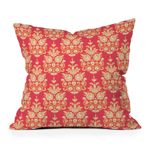 Sharon Turner Malika damask ikat Throw Pillow