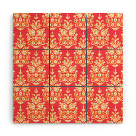 Sharon Turner Malika damask ikat Wood Wall Mural