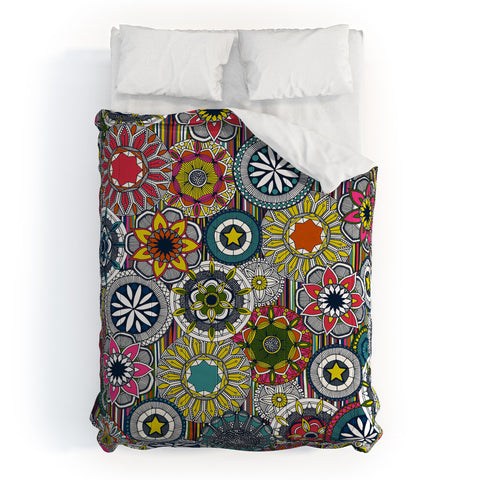 Sharon Turner mandala cirque festival stripe Comforter