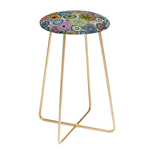 Sharon Turner mandala cirque festival stripe Counter Stool