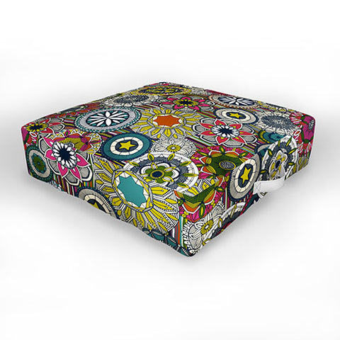 Sharon Turner mandala cirque festival stripe Outdoor Floor Cushion
