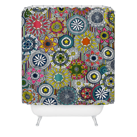 Sharon Turner mandala cirque festival stripe Shower Curtain