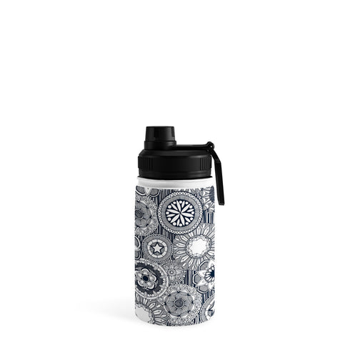 Sharon Turner mandala cirque indigo white Water Bottle