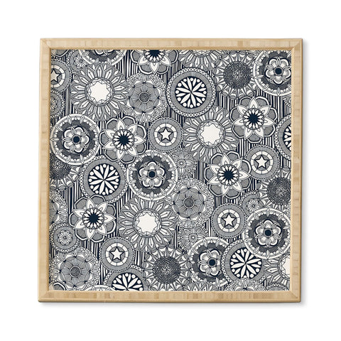 Sharon Turner mandala cirque indigo white Framed Wall Art