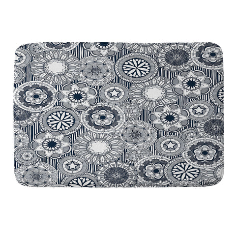 Sharon Turner mandala cirque indigo white Memory Foam Bath Mat