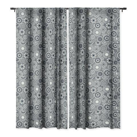Sharon Turner mandala cirque indigo white Blackout Window Curtain