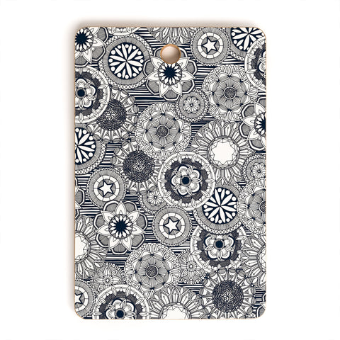 Sharon Turner mandala cirque indigo white Cutting Board Rectangle