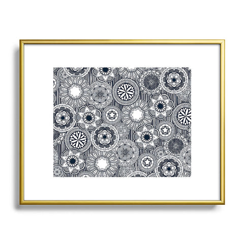 Sharon Turner mandala cirque indigo white Metal Framed Art Print