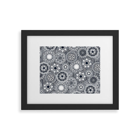 Sharon Turner mandala cirque indigo white Framed Art Print