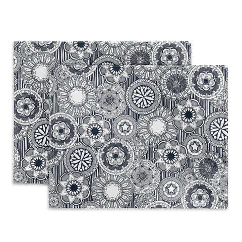 Sharon Turner mandala cirque indigo white Placemat