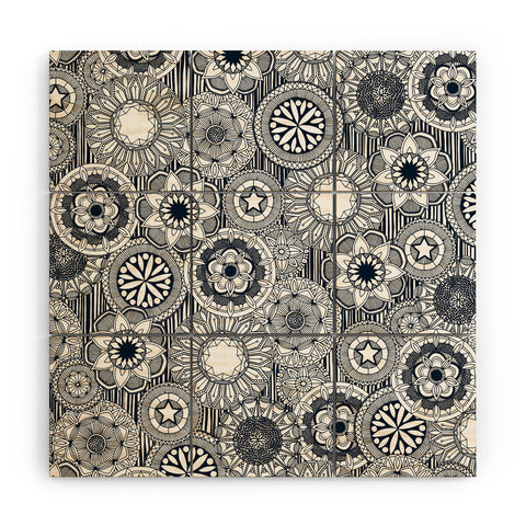 Sharon Turner mandala cirque indigo white Wood Wall Mural