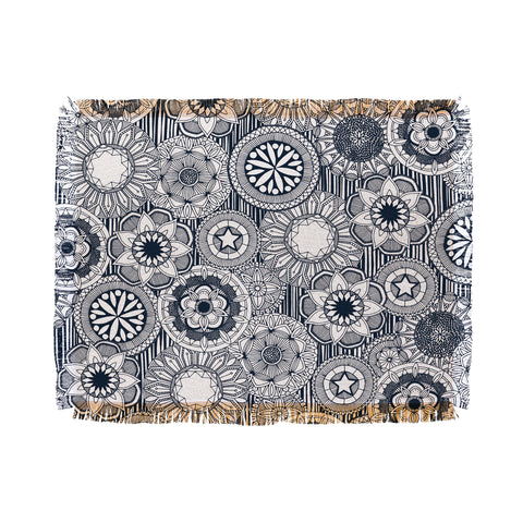 Sharon Turner mandala cirque indigo white Throw Blanket