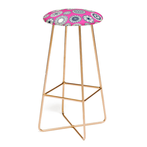 Sharon Turner mandala cirque spot pink Bar Stool