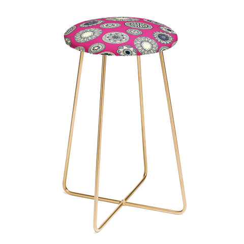 Sharon Turner mandala cirque spot pink Counter Stool
