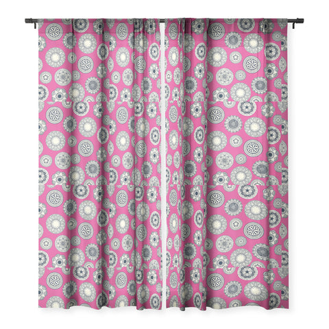 Sharon Turner mandala cirque spot pink Sheer Window Curtain