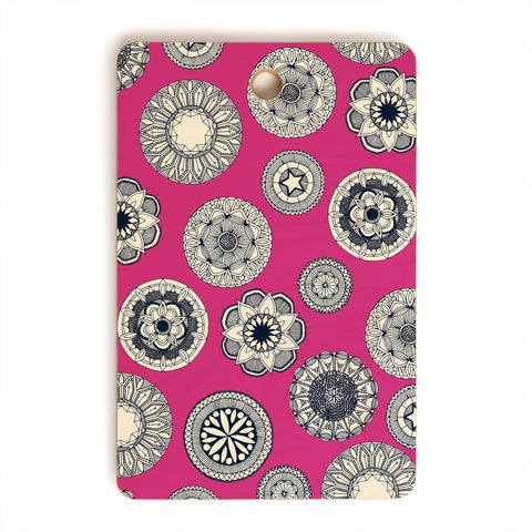 Sharon Turner mandala cirque spot pink Cutting Board Rectangle
