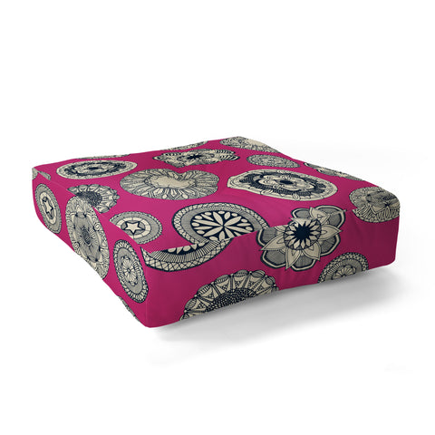 Sharon Turner mandala cirque spot pink Floor Pillow Square