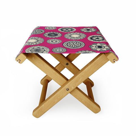 Sharon Turner mandala cirque spot pink Folding Stool