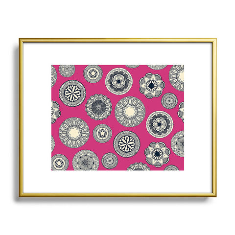 Sharon Turner mandala cirque spot pink Metal Framed Art Print