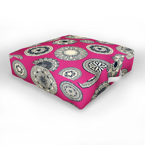Sharon Turner mandala cirque spot pink Outdoor Floor Cushion