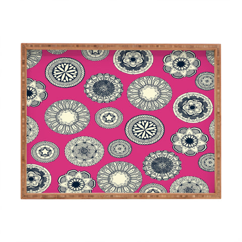 Sharon Turner mandala cirque spot pink Rectangular Tray