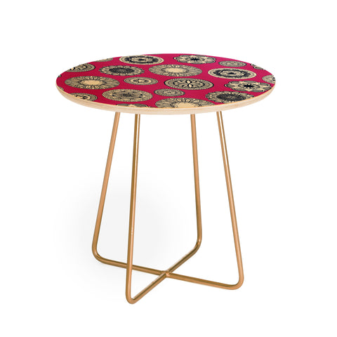 Sharon Turner mandala cirque spot pink Round Side Table
