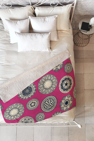 Sharon Turner mandala cirque spot pink Fleece Throw Blanket