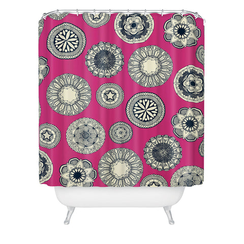 Sharon Turner mandala cirque spot pink Shower Curtain