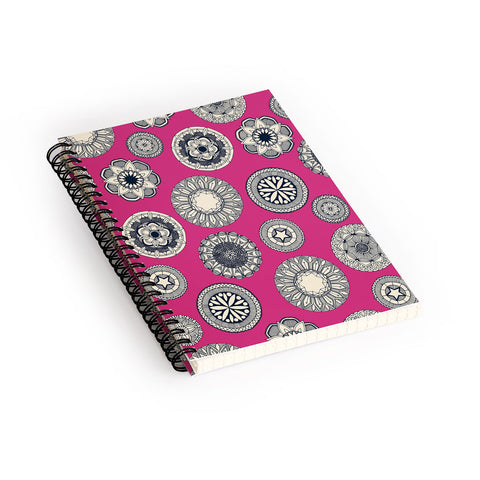 Sharon Turner mandala cirque spot pink Spiral Notebook