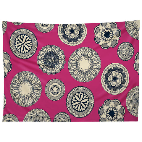 Sharon Turner mandala cirque spot pink Tapestry