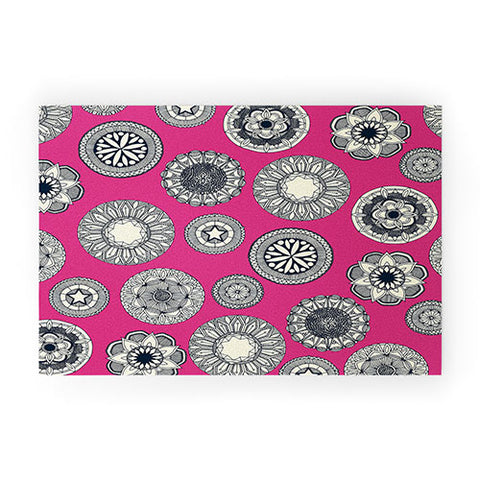 Sharon Turner mandala cirque spot pink Welcome Mat
