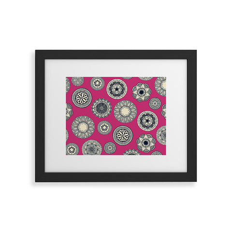Sharon Turner mandala cirque spot pink Framed Art Print
