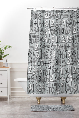 Sharon Turner Math Doodle Shower Curtain And Mat