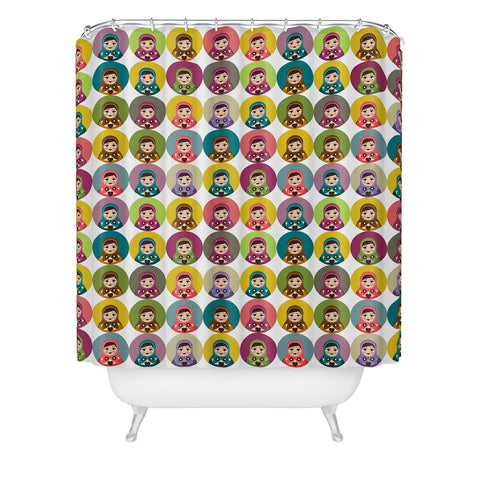 Sharon Turner Matryoshka Candy Polka Shower Curtain