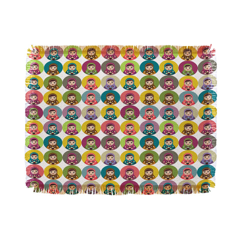 Sharon Turner Matryoshka Candy Polka Throw Blanket