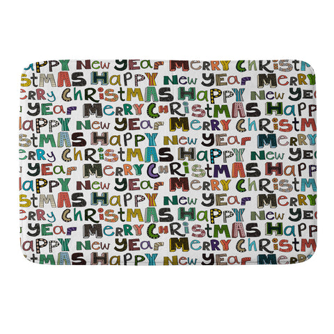 Sharon Turner merry christmas happy new year Memory Foam Bath Mat