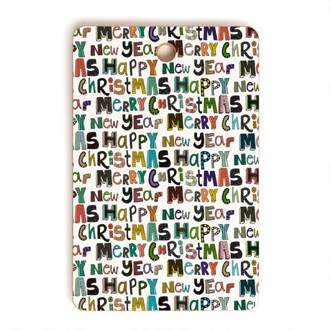 Sharon Turner merry christmas happy new year Cutting Board Rectangle