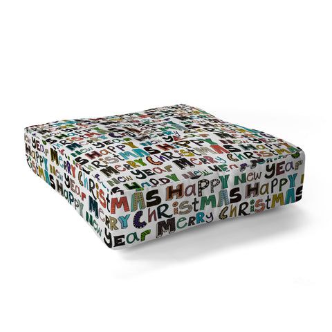 Sharon Turner merry christmas happy new year Floor Pillow Square