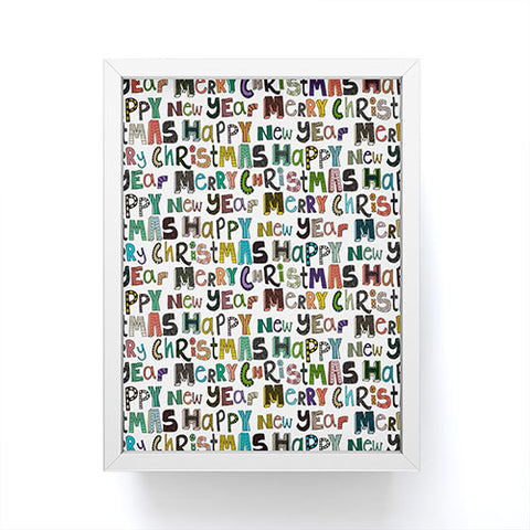 Sharon Turner merry christmas happy new year Framed Mini Art Print