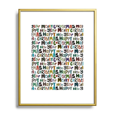 Sharon Turner merry christmas happy new year Metal Framed Art Print