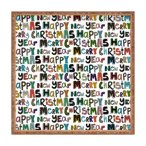 Sharon Turner merry christmas happy new year Square Tray